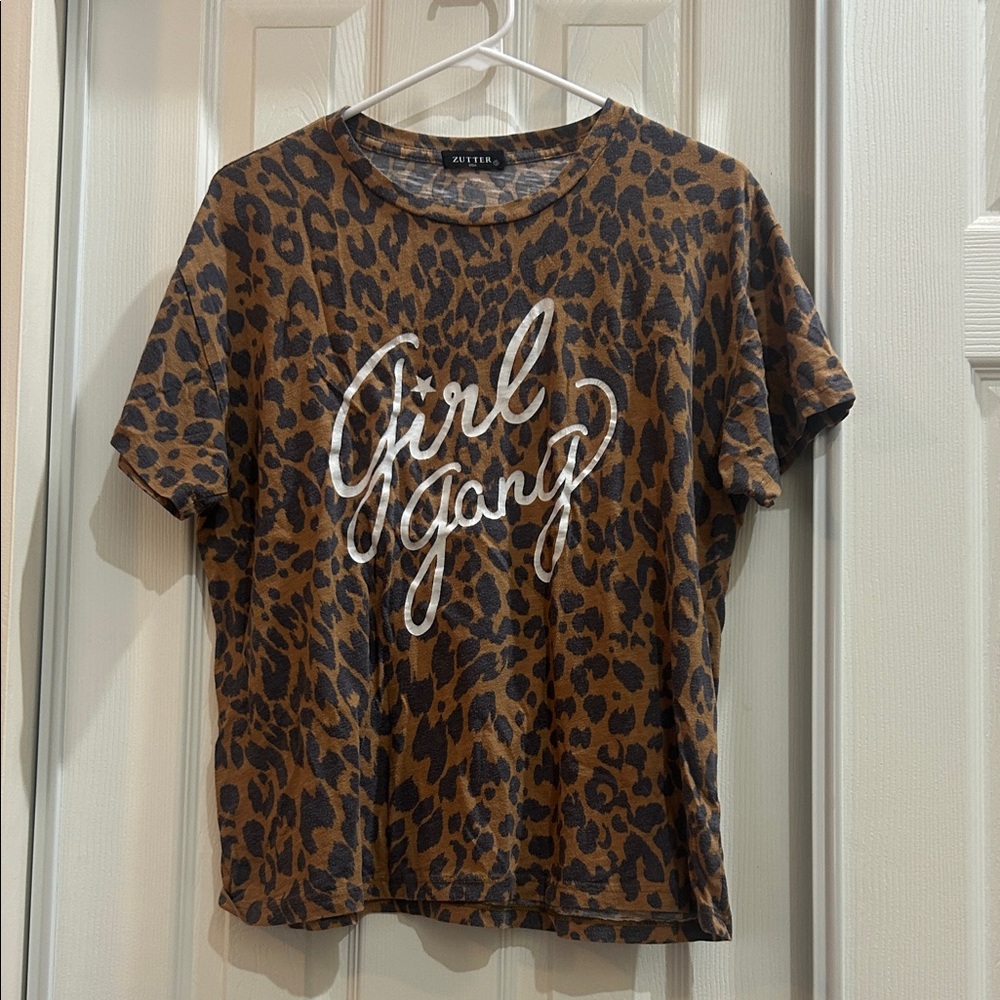 ZUTTER Girl Gang Leopard Short Sleeve Tee - Brown/Black